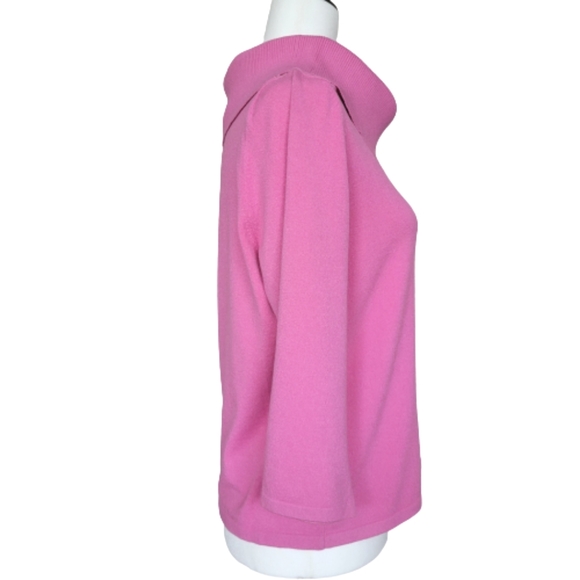 Pink Poodle Vintage Pink Knit Sweater Top Split Cowl Neckline 3/4 Sleeve Sz. L/M - Picture 6 of 13